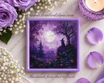 Personalized Enchanted Victorian Purple Witches' Journey Jewelry Dish | Red Rose Trinket Tray | Romantic Keepsake Gift
