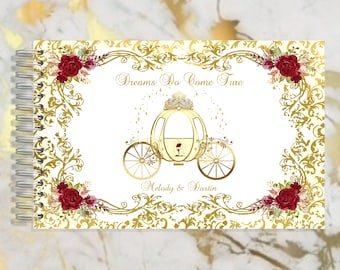 Handmade Enchanted Rose Princess Carriage Personalized Autograph Guestbook Memory Journal or Wedding Guest Book lovebirdslane #0126-27