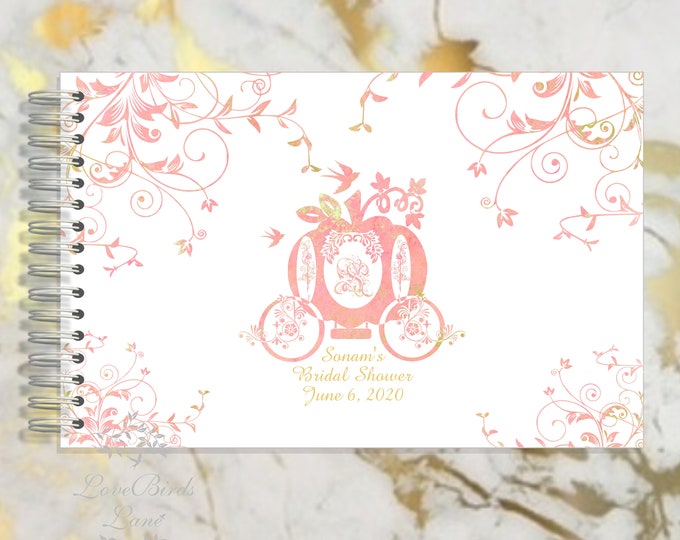 Personalized Handmade Cinderella Carriage Autograph Guest Book, Memory Journal or Wedding Guest Book Sweet 16 Journal #GB-004 #guestbook