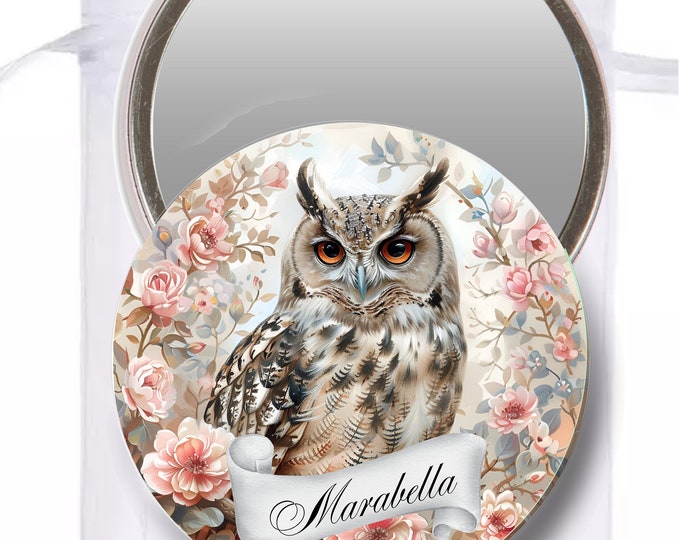 Enchanted Owl Personalized Pocket Mirrors | Bridal Shower Pocket Mirrors | Baby Shower Gift #CM0715-1