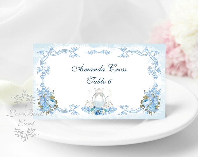 Wedding Place Card Watercolor Castle Romantic Accent Fairy Tale Princess Wedding Escort Cards Table Seating Reserved Seating Cards #C052124