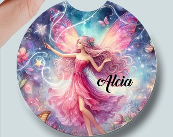 Personalized Fairy Car Coasters | Dring Coater | Place Card Guest Gift | 2 pc Set #CC0203
