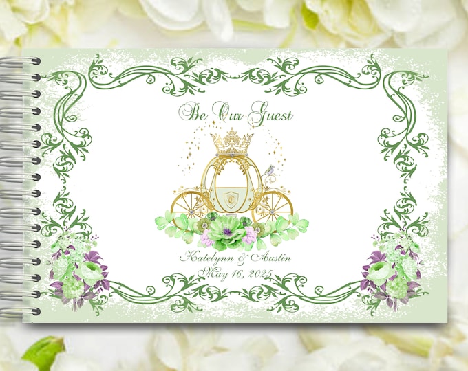 Personalized Handmade Princess Carriage Autograph Guest Book | Memory Journal or Wedding Guest Book Sweet 16 Journal #GB-617 #guestbook