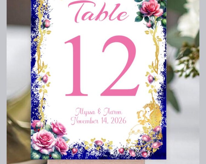 Blush Rose Love Quotes Table Numbers | Table Seating Cards | Item TN-05527 | Rose Table Setting | Bridal Shower Decor | Quinceañera