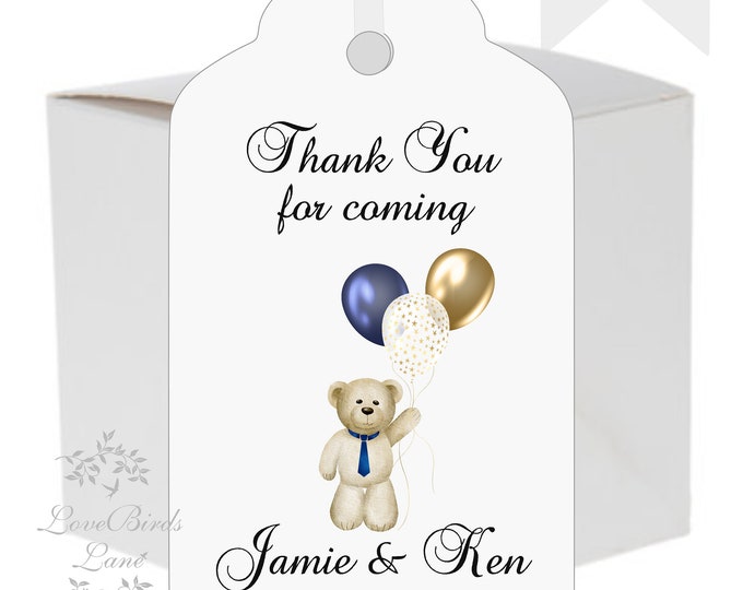 Personalized Teddy Bear Baby Shower Thank You Cards | Personalized Thank You Card Gift Tags | lovebirdslane #T430-3