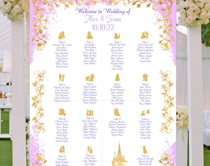 Rapunzel Castel Wedding Seating Table Sign - Rustic Wedding Sign - Wedding Sign - Wedding Welcome