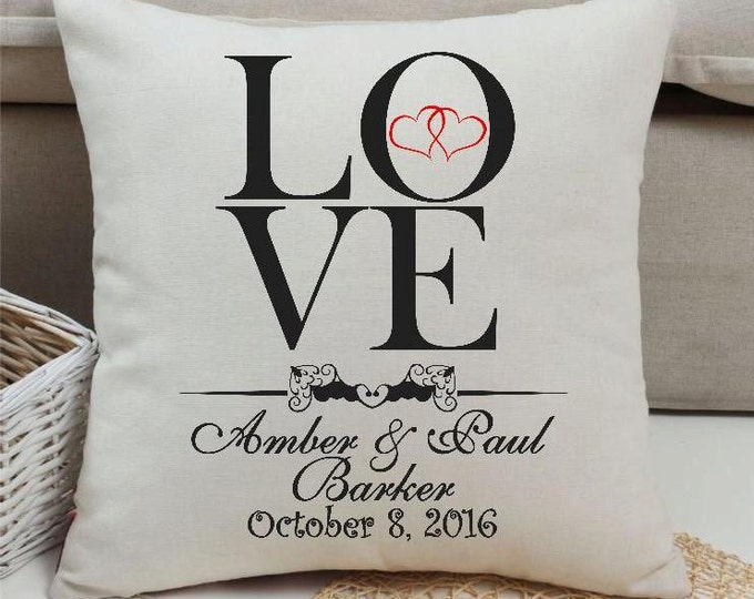 Personalized Love Natural Pillow Cover |  Personalized Pillow Cover | Housewarming Gift | Wedding Gift by lovebirds Lane