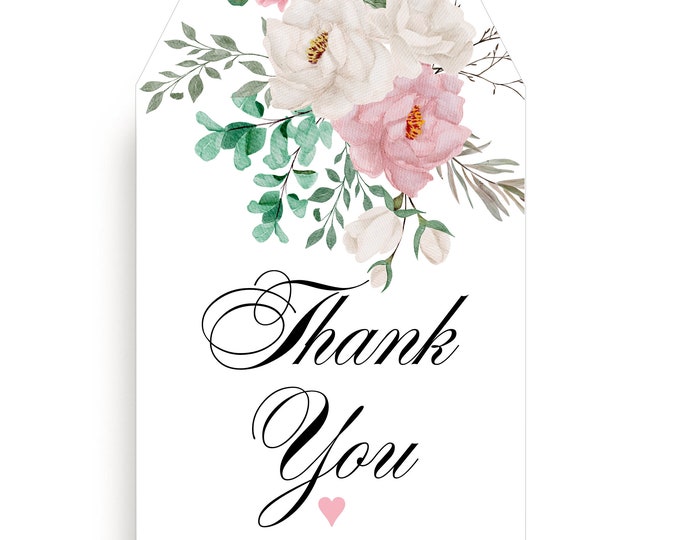 Personalized Gift Tags | Wedding Blush Rose Thank You Gift Tags | Personalized Thank You Card #T1230-3