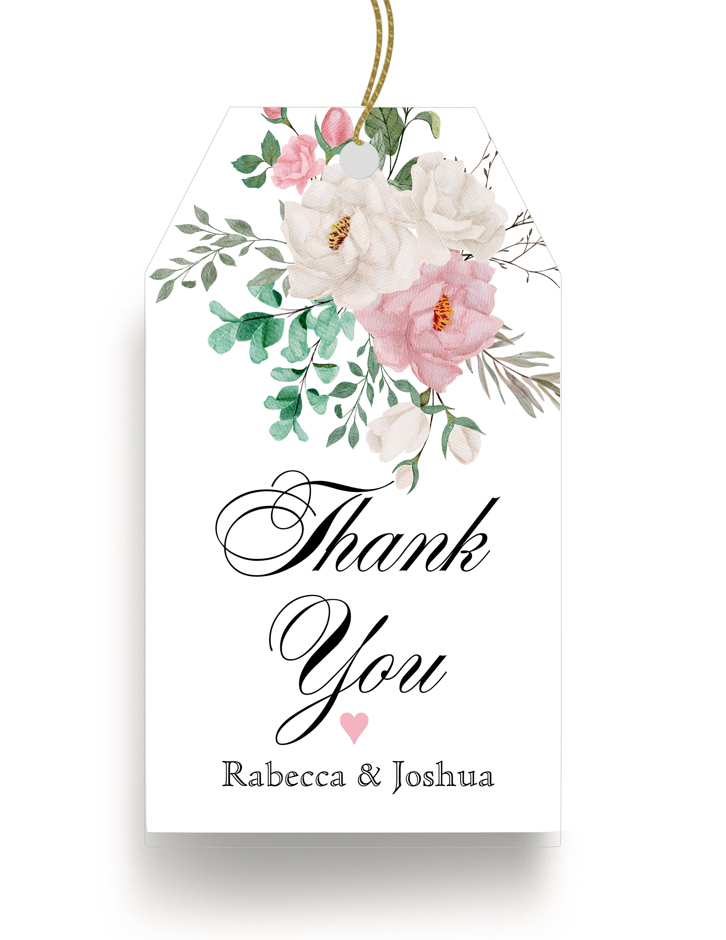 Personalized Gift Tags  Wedding Blush Rose Thank You Gift Tags