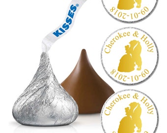 Beauty And The Beast Hershey Kiss® Candy Sticker | Candy Table Decor | Wedding Candy Labels #CS-0717-1