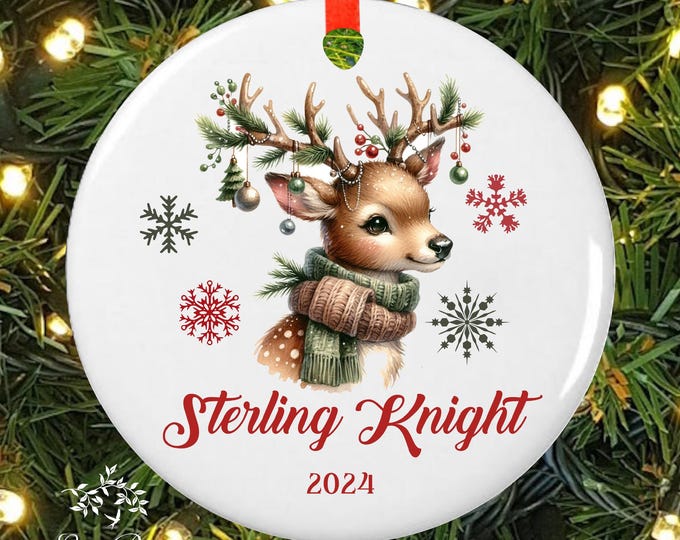 Personalized Baby's First Christmas Ornament | Deer Ornament | 1st Christmas Kid's Ornament | Baby Boy Ornament | lovebirdslane #O-1205-1