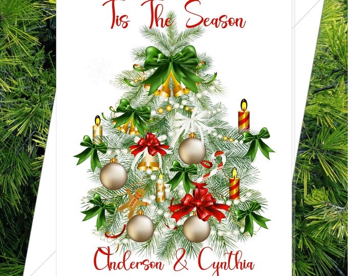 Personalized Winter Vintage Tree Christmas Card | With or without message | Addressing and Mailing Service Available Lovebirdslane #CC-001