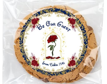 Damask Enchanted Rose Be Our Guest Thank You Sticker