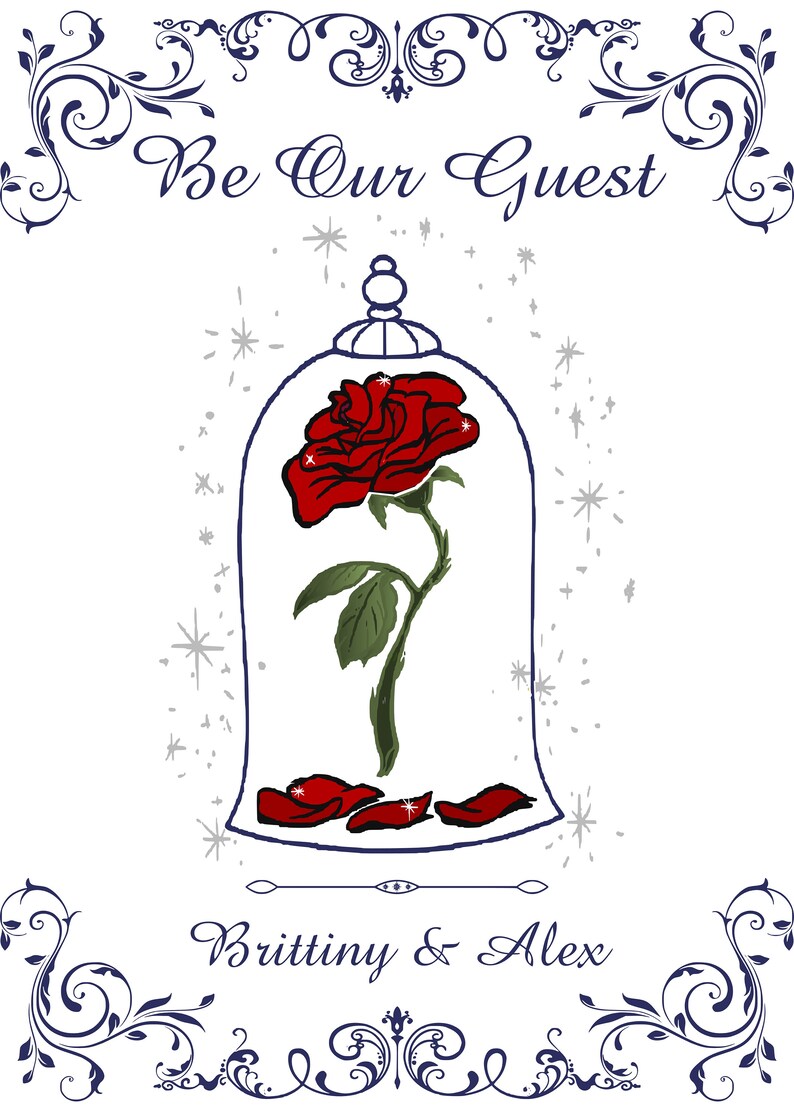 Enchanted Rose Beauty and the Beast Wedding Invitation Be Etsy