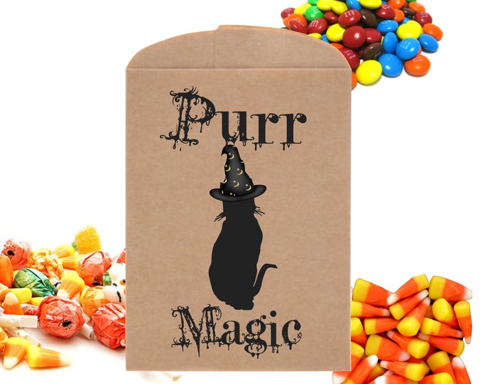 24  Designer Halloween Party Treat Bags Purr Magic Happy Halloween Trick Treat Bags Dessert Table Party Favor Bags Party Favor Bags