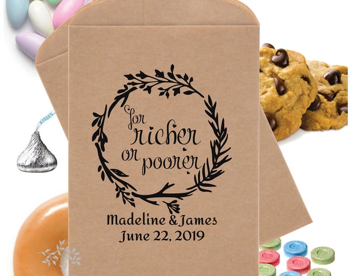 Personalized Wedding Favor Bag Bridal Shower With Love Candy Buffet Bags Snack Bar Buffet Bags Treat Bags Ticket Bag Holder