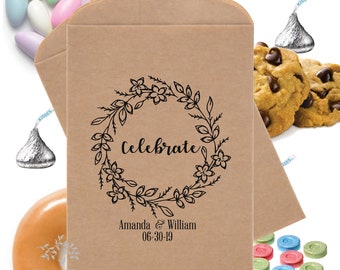 SAVE 40% on Personalized Celebrate Wedding or Bridal Shower Favor Bags Donut Bags Candy Buffet Bags Cookie Bags Popcorn Bags Party Gift Bags