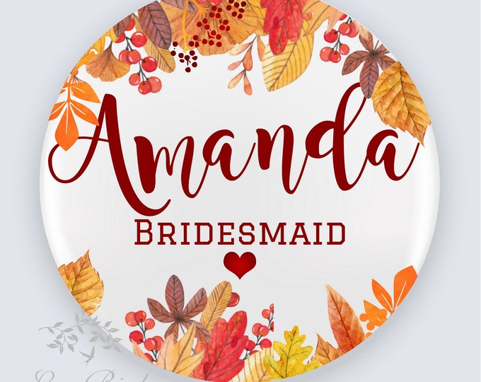 Personalized Fall Will You Be My Bridesmaid Pocket Mirror | Bride Squad Gifts | Team Bride Pocket Mirrors | Custom Compact Mirrors