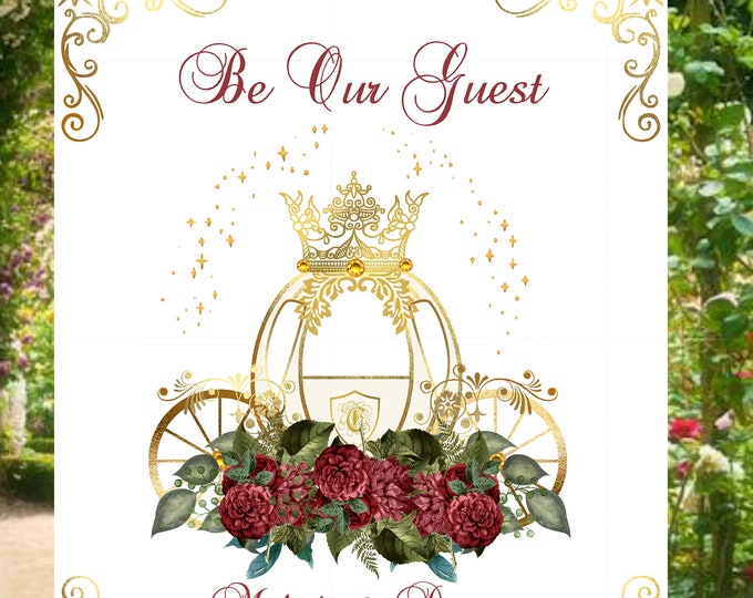 Digital Personalized Be Our Guest Sign Beauty And The Beast Wedding Welcome Sign lovebirdslane #WS64D