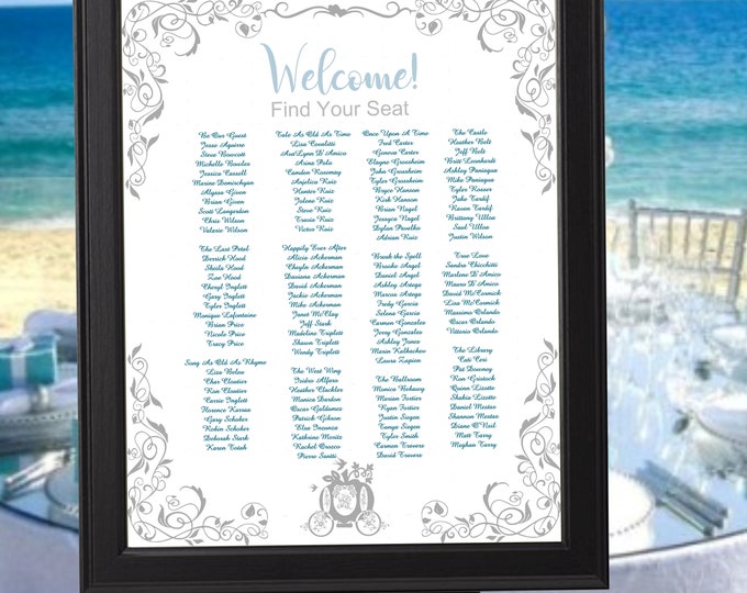 DIGITAL Cinderella Carriage Wedding Seating Table Sign - Rustic Wedding Sign - Wedding Sign - Ready to Hang - lovebirdslane
