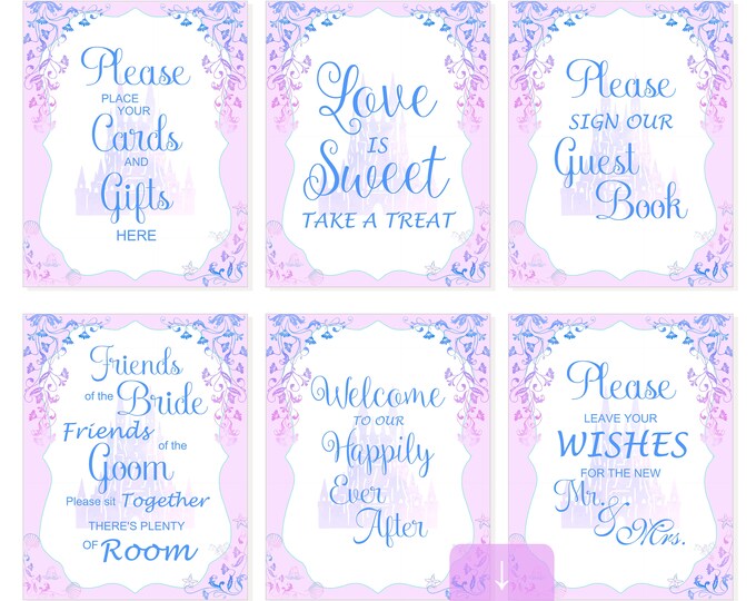 Digital Little Mermaid Wedding Signs 6 Piece Set 11x14 Inches Instant Download