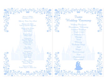 Digital Printable Cinderella Waltz Wedding Program Fan | Be Our Guest Wedding Program | Calligraphy Wedding Program