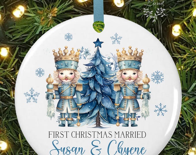 Nutcracker 2 First Christmas Married Ornament - Married Personalized Wedding Gift - lovebirdslane #O-1205-10