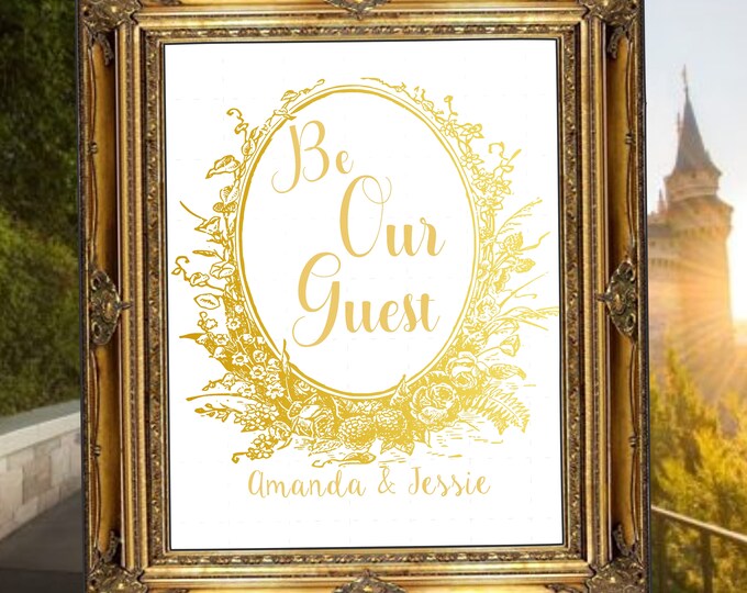 Digital Be Our Guest Beauty And The Beast Rose Wedding Guest Book Alternative | Unique Wedding Guestbook |  LovebirdsLane #GB404