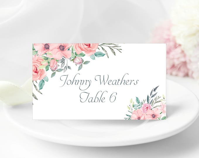 Blush Rose Place Cards Sweet 16 Birthday Place Cards Mod Party Place Cards Royal Wedding Place Cards #TC528