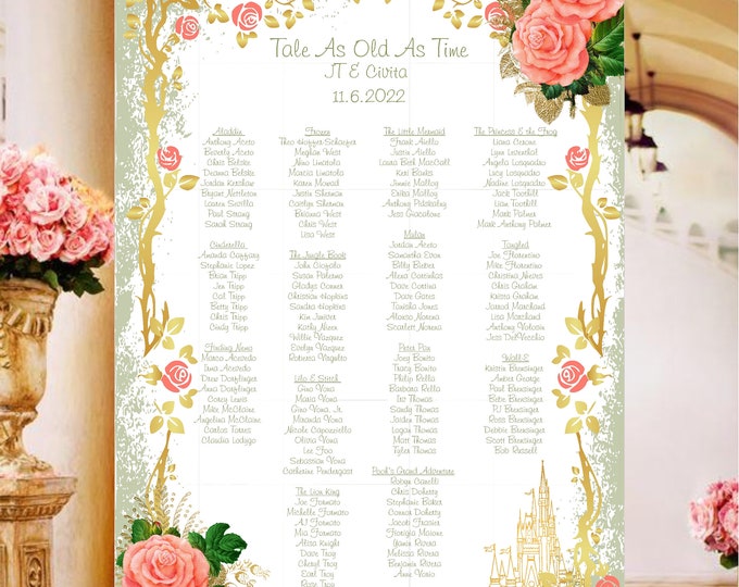 Digital Peach Blush Wedding Seating Chart | Printable Wedding Seating Chart |  Wedding Seating Sign | lovebirdslane  #SC-22-1