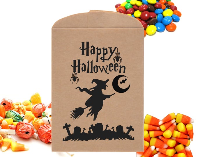 24  Designer Halloween Bags Party Treat Bags Witch Happy Halloween Trick Treat Bags Dessert Table Party Favor Bags Party Favor Bags