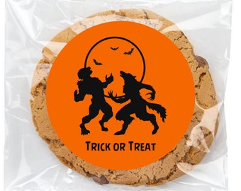 Werewolf Halloween Trick Or Treat Stickers | Candy Table Decor Labels | Halloween Candy Treat Seal | Cookie Bag Lables