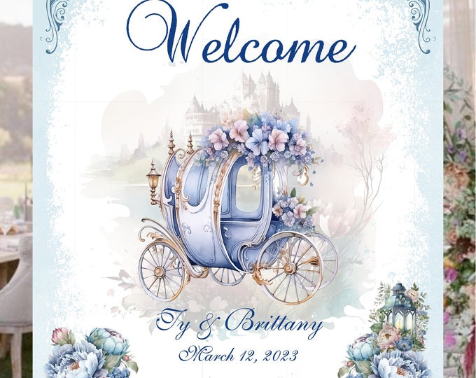 Cinderella Coach Wedding Guest Book Alternative | Unique Wedding Guestbook |  LovebirdsLane #GB1004-1