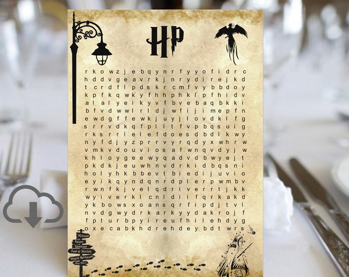 Harry Pottery Find That Word Word Search Game Ice Breaker Game Reception Ice Breaker Bachelorette Party Game