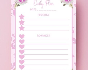 Blush Pink Rose Daily Planner Goal Setting Stay Focused for Success -  Bridesmaid Thank You Gift - BFF Gift for her