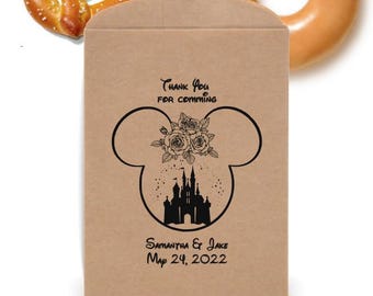 Personalized Mickey & Minnie Castle Wedding Favor Bags Bridal Shower Thank You