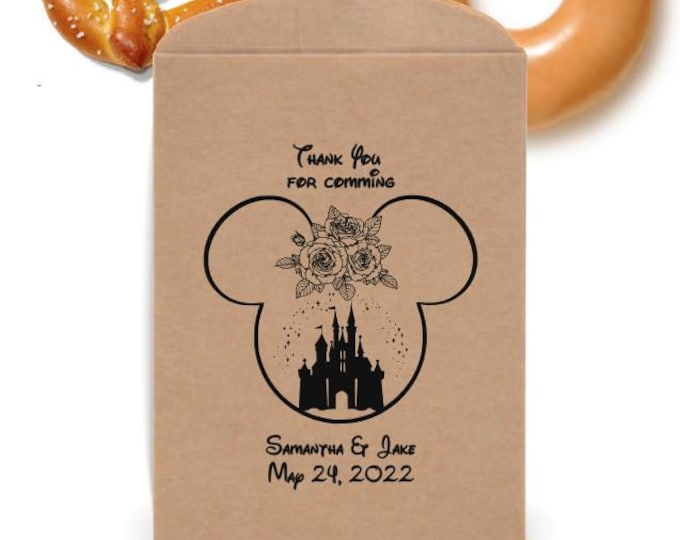 Personalized Mickey & Minnie Castle Wedding Favor Bags Bridal Shower Thank You