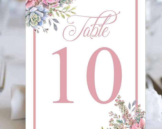 Table Numbers Botanical Rustic Watercolor Wedding | Table Seating Cards | Item TN-619 | lovebirdslane