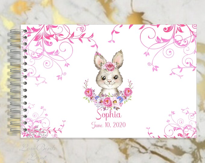 Personalized Baby Bunny Journal Autograph Guest Book Memory Journal or Baby Shower Guest Book #fairytaleBabyShower #guestbook #GB-009