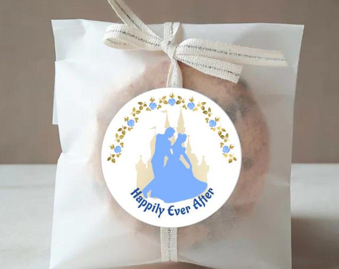 Cinderella Blue Wedding Favor Labels | envelope seals | Thank You Gift Labels #0718