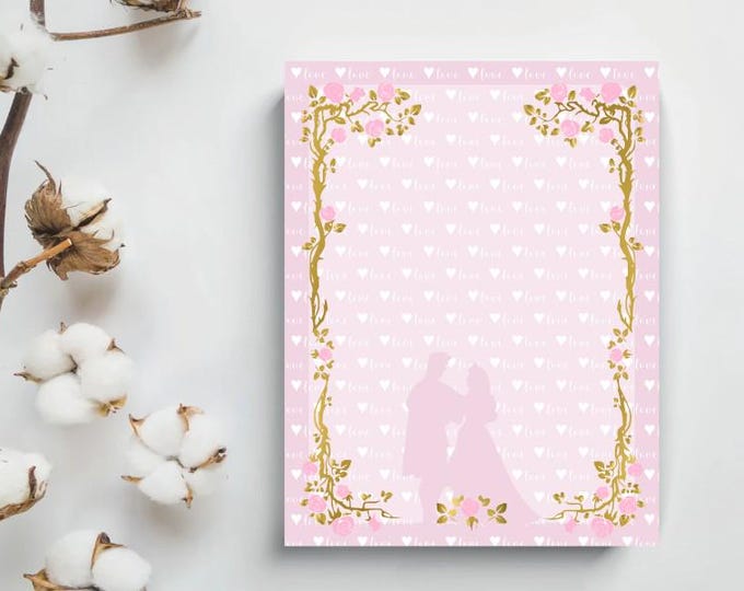Sleeping Beauty Pink Rose Notepad – 4.25x5.5 in, 50 Tear-Off Sheets – Floral Stationery for Notes, Lists & Gifting