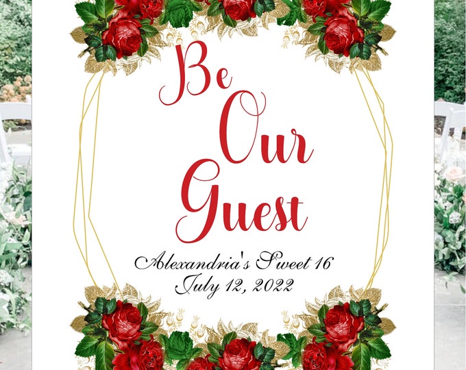 Red Rose Be Our GuestWedding Guest Book Alternative | Unique Wedding Guestbook |  LovebirdsLane #S528-0P