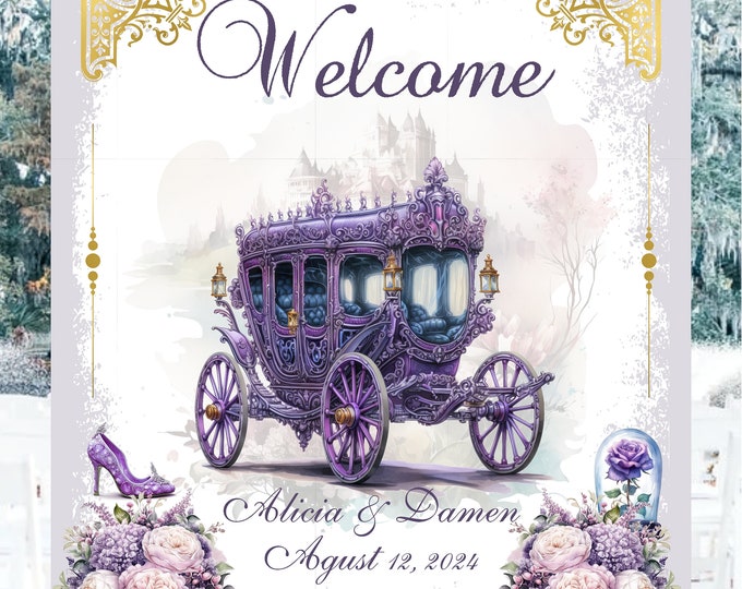 Purple Royal Coach Wedding Guest Book Alternative | Unique Wedding Guestbook |  LovebirdsLane #GB1004