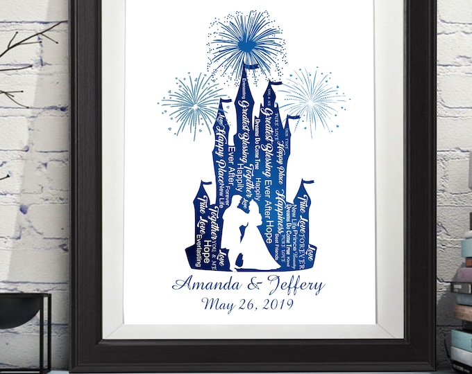 Fairy-tale Castle Personalized Wedding Welcome Sign Love Quote Guest Book Alternative Wedding Sign Ready to Hang  #sleepingbeauty