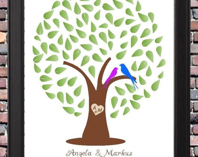 Lovebirds Wedding Tree Guest Book | Signature Guestbook Alternative | Modern Wedding Keepsake- Lovebirdslane