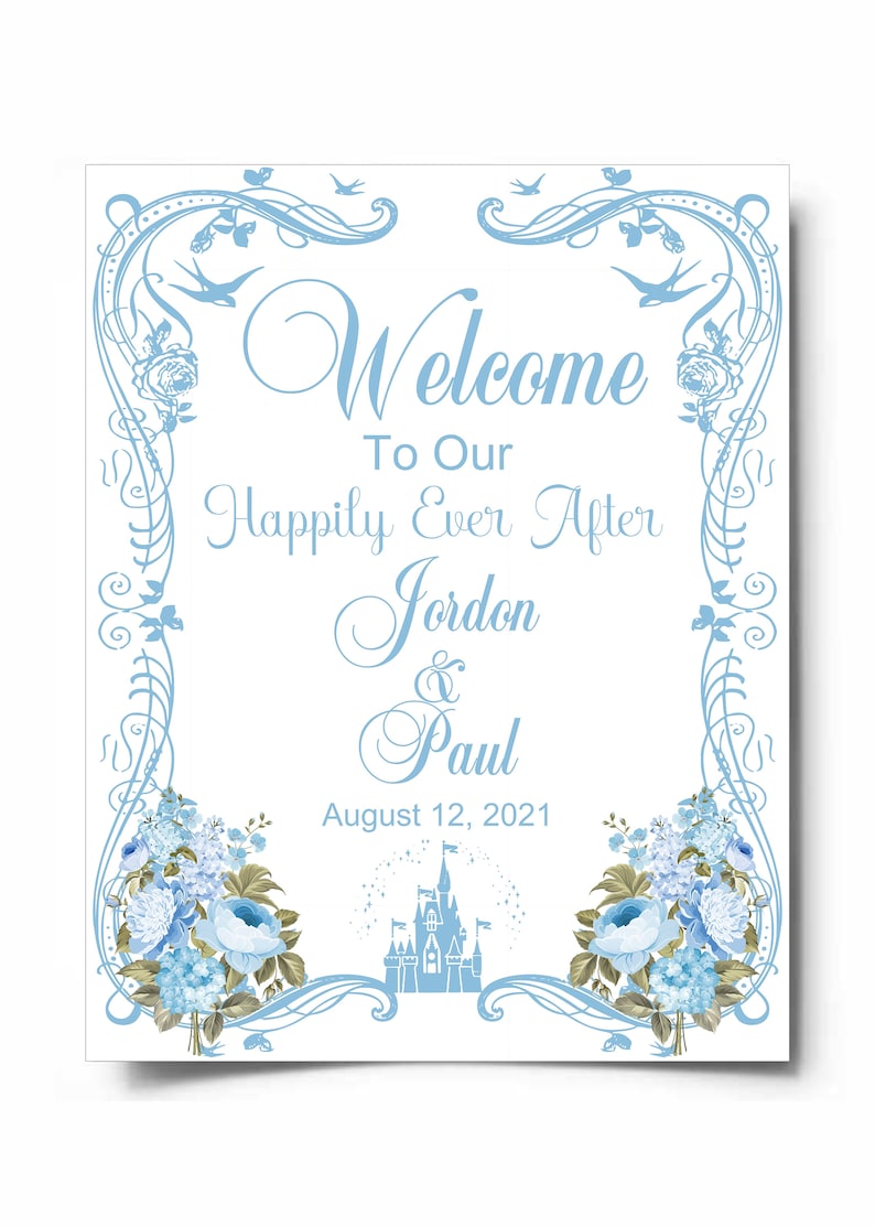 Personalized Fairy Tale Cinderella Castle Wedding Welcome Sign image 3