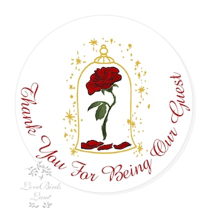 Rose enchantée soyez notre invité Merci Sticker