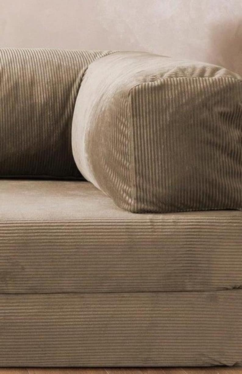 Corduroy Teddy Sofa, Modular Floor Couch, Livingroom Sofas , Convertible Lounge Sofa Bed,Cozy Couch , Gaming Couch 4 Metal Bar Legs Included image 14