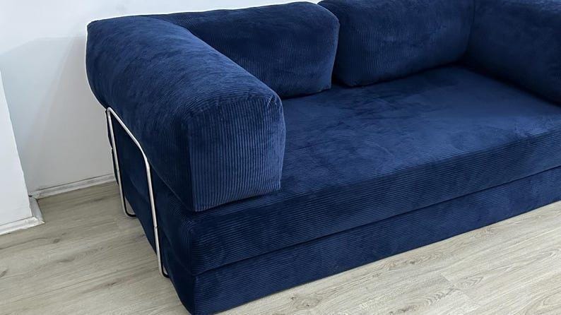 Corduroy Teddy Sofa, Modular Floor Couch, Livingroom Sofas , Convertible Lounge Sofa Bed,Cozy Couch , Gaming Couch 4 Metal Bar Legs Included image 16