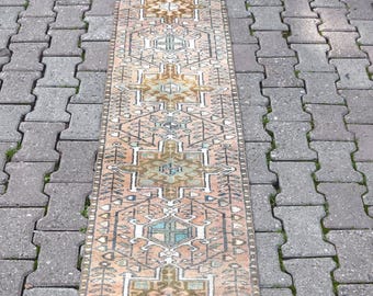 Runner Rug , Persian Rug , Vintage Rug, , Antique Rug, Turkish Rug, Area Rug, Wool Rug, Kitchen Rug, Entryway Rug 8.9 ft × 1.7 ft